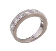 A diamond half eternity ring, with nine brilliant cut diamonds approximately 1.35 carats total,