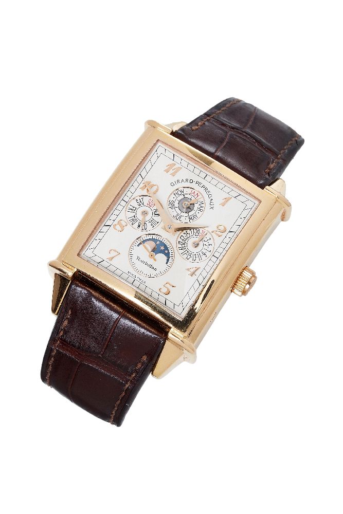 ϒ Girard Perregaux, Vintage 1945, ref. 99860, an 18 carat gold perpetual calendar wristwatch, no. 6, - Image 4 of 4