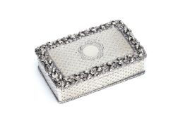 A Victorian silver rectangular table snuff box by George Edwards, London 1859, the cover with a