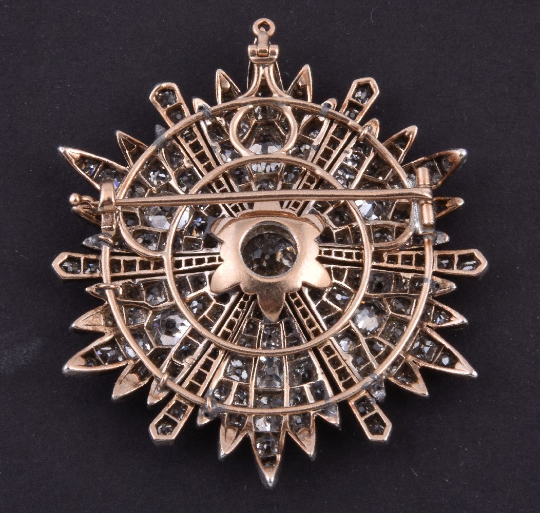 An 1840s diamond flower head cluster brooch, the central old European cut diamond, estimated to - Image 2 of 2