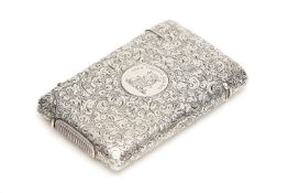 A Victorian silver combined card and vesta case by Sampson Mordan & Co. (Sampson Mordan II),