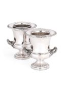 A pair of 19th century old Sheffield plate wine coolers by Waterhouse, Hatfield & Co., with