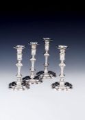 A matched set of four late George II silver candlesticks by Philip Garden, London 1742 (2) and