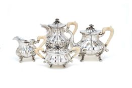 ϒ An Italian silver four piece tea service, apparently no maker's mark, 1812-1872 Lombardo Veneto