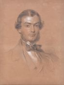 George Richmond (British 1809-1896) Portrait of a gentleman Charcoal and chalk on brown paper Signed
