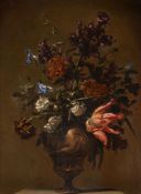 Mario Nuzzi called Mario dei Fiori (Italian 1603-1673) A still life of Ipomoeas, Cirsium, Tulips,