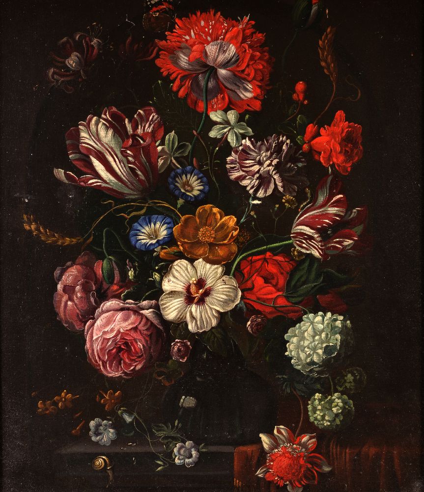 British School (19th century) Still life with roses and tulips Oil on canvas 55 x 47cm (21½ x 18½