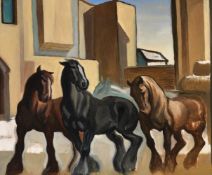 λ Anton Lock (British 1893-1979) Shire Horses Oil on canvas 51 x 61cm (20 x 24 in.)