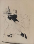 λ Edmund Blampied (British 1886 - 1966) The Waiter - Tout suite! Etching with drypoint