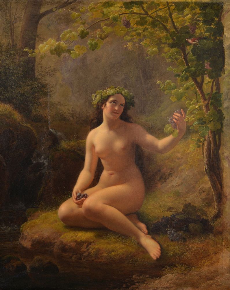 Frederik Ludvig Storch (Danish 1805-1883) Nude picking fruit