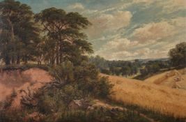 John Joseph Hughes (British fl. 1838-1867) Landscape with cornfield Oil on canvas Signed and dated