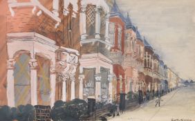 λ Anthony Gross (British 1905-1984) Leighton Road NW10 Watercolour, pen and ink Signed and dated