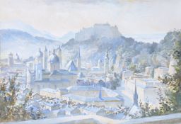 λ Charles Ernest Cundall (British 1890-1971) Early Morning, Salzburg Watercolour Signed