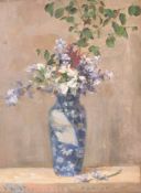 William Mouat Loudan (British 1868-1925) Flowers in a blue vase Oil on canvas Signed, dated and