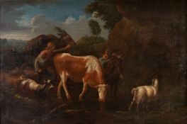 Italian Provincial School (18th century) Pastoral scenes with cows