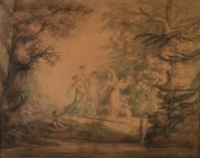 Lady Diana Beauclerk (British 1734-1808) Nymphs dancing in woodlands, a pair Watercolour, ink and