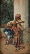 Jose Benavent Calatayud (Spanish 1858 - 1910) The guitar player Oil on panel Signed lower right 18 x