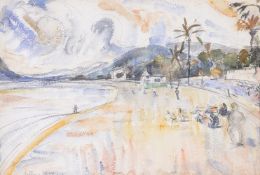 λ Anthony Gross (British 1905-1984) Beach at Cannes Watercolour and pencil Signed and dated 1928