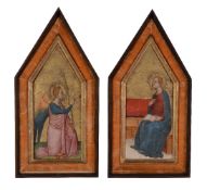 Florentine School (circa.1500) The Annunciation (diptych) Tempura and gold ground Each 44 x 18cm (