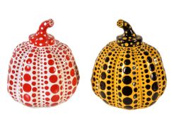 Yayoi Kusama (Japanese b. 1929) Pumpkin (Red; Yellow) Two multiples, 2013, painted cast resin housed