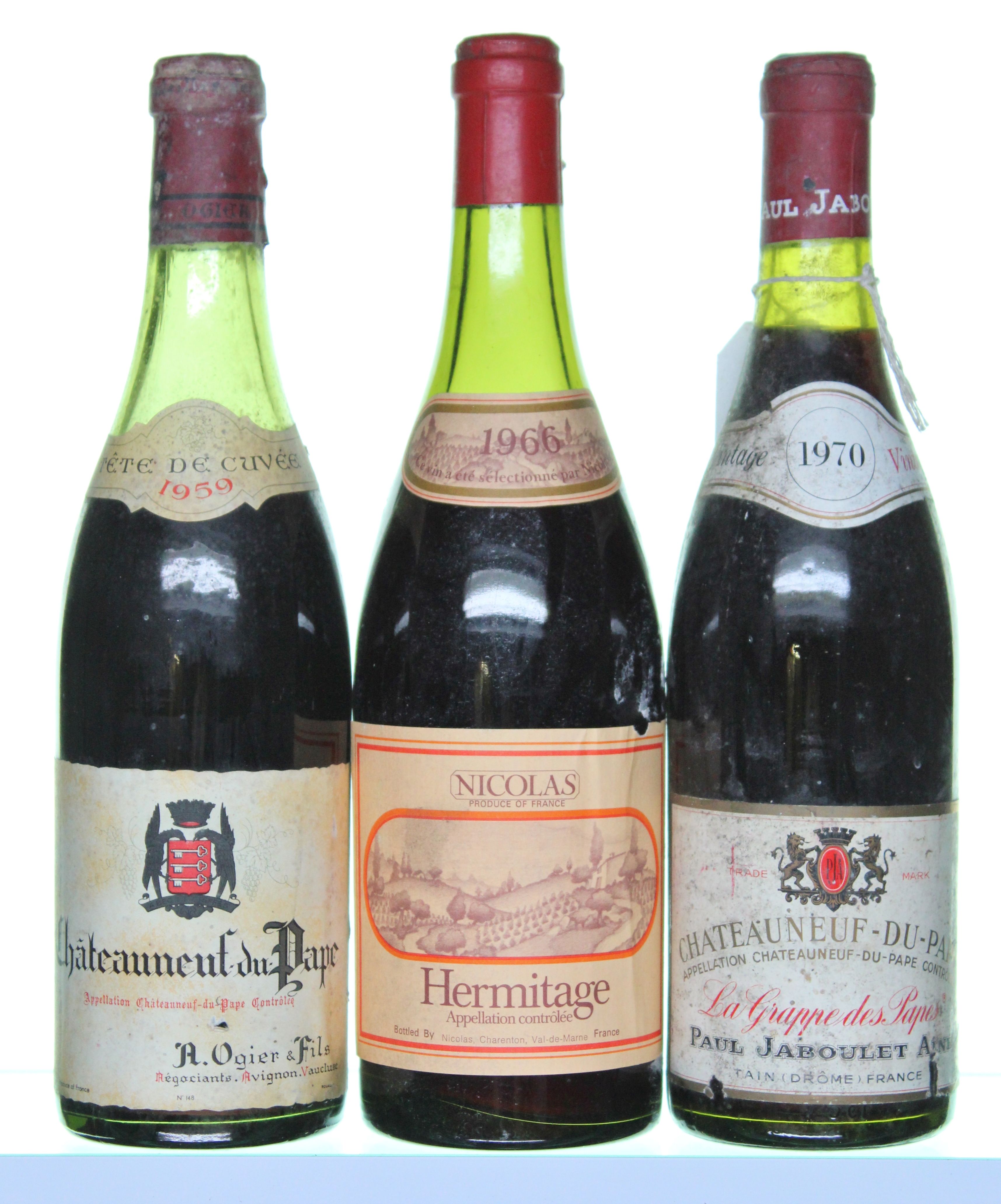 1970 Chateauneuf du Pape, La Grappe des Papes Domaine Paul Jaboulet Aine 1x75cl 1966 Hermitage (