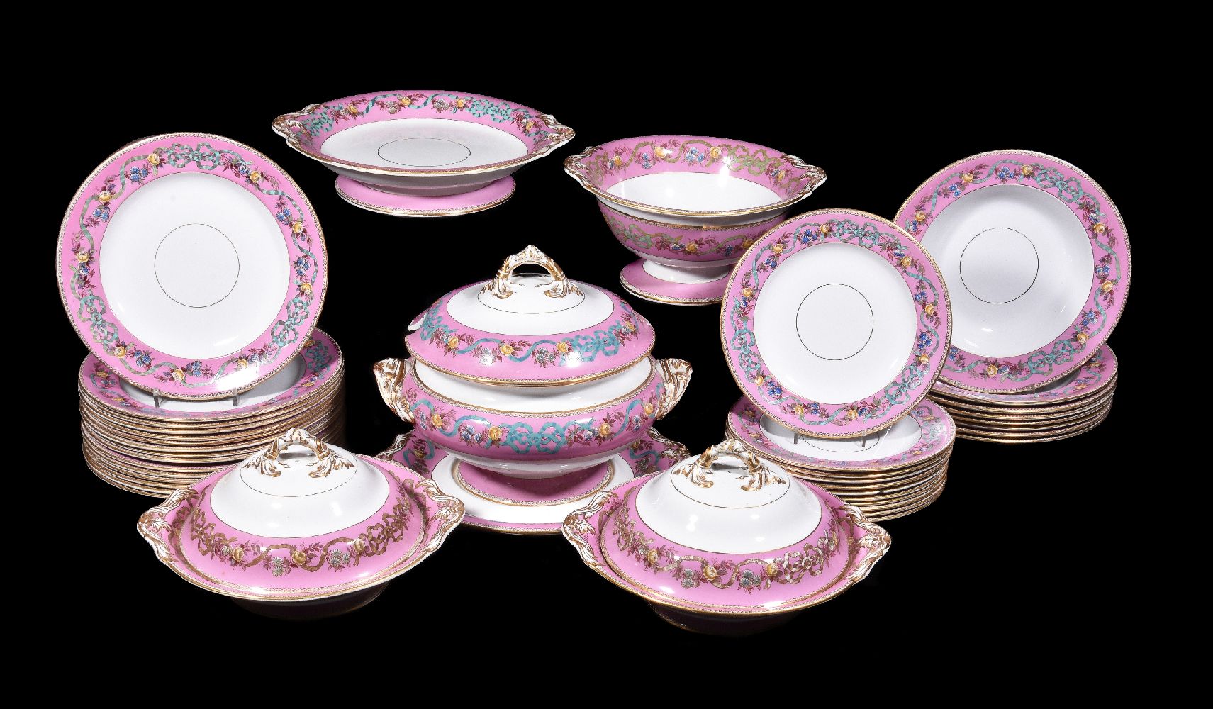 A Copeland Spode pottery part dinner service, third quarter 19th century, printed and painted in - Image 2 of 3