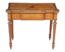A French specimen inlaid and gilt metal mounted card table, second half 19th century, 76cm high,