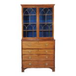 A George III mahogany secretaire bookcase, late 18th century, 222cm high, 113cm wide, 56cm deep