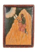 A Melkite (Asia Minor) School icon depicting Moses receiving the Tablets of the Law, circa 1800,