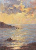 λ Dieudonné Jacobs (Belgian 1887-1967) Sunset across the shore Oil on board Signed lower right