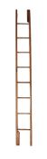 A Victorian pitch pine and oak pole ladder, mid-19th century, the push button closing mechanism