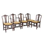 A harlequin set of ten mahogany dining chairs in George III style, late 19th century, to include a