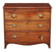 A George III mahogany bachelor's chest of drawers, early 19th century, 82cm high, 53cm wide, 95cm
