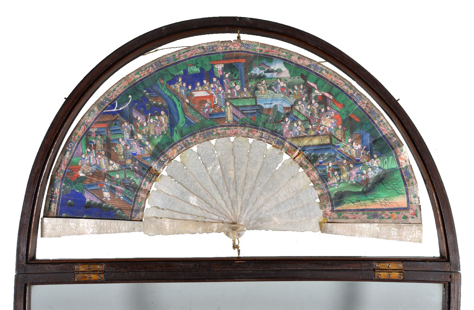 ϒ A Chinese painted 'Mandarin' fan, Qing Dynasty, 19th century