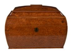 ϒ A substantial George IV amboyna tea caddy, circa 1825