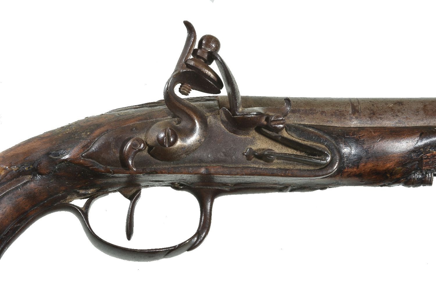A Continental flintlock travelling pistol, 18th century, walnut with 3 1/2inch round steel barrel, - Image 2 of 6