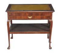 A mahogany side table in George II style, late 19th century, the top and one support sliding to