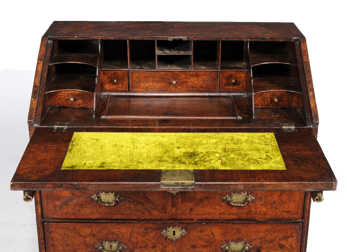 A Queen Anne walnut bureau, circa 1705, the fall enclosing an arrangement of drawers and pigeonholes - Image 3 of 3