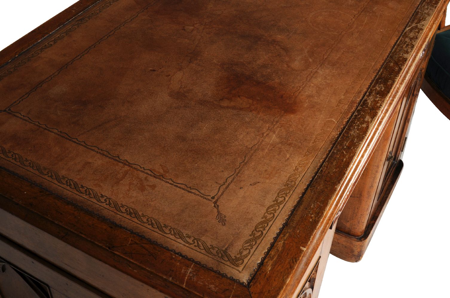 An oak twin pedestal desk in Gothic Revival style, circa 1860 and later, 70cm high, 121cm wide, 69cm - Image 2 of 2