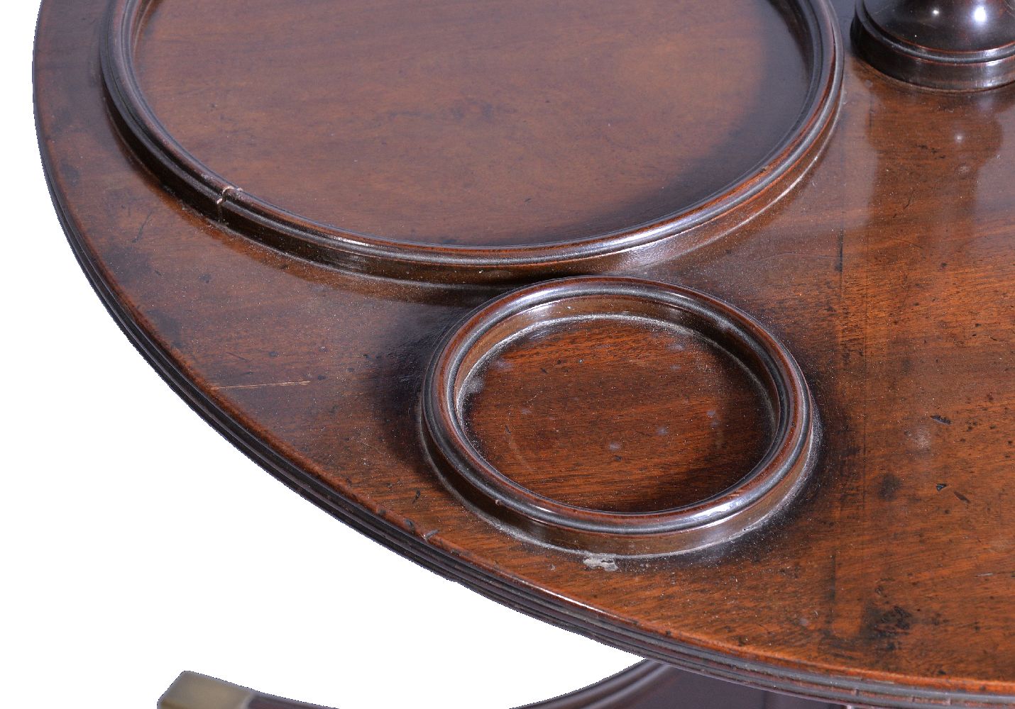 A George III mahogany two tier dumb waiter, circa 1790, the dished top tier above the second tier - Image 2 of 2