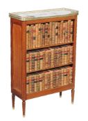 A mahogany and brass mounted open bookcase, in Louis XVI style, late 19th/early 20th century, the