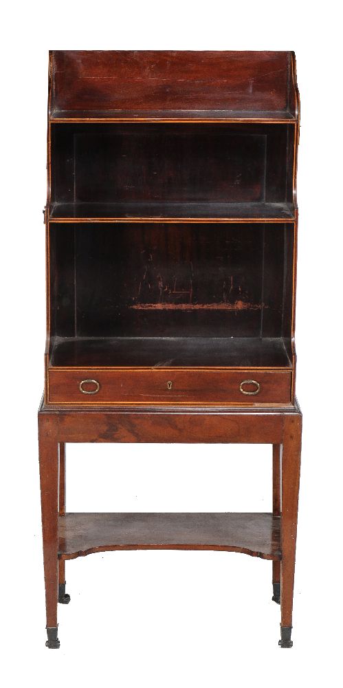A Regency mahogany and line inlaid waterfall bookcase, circa 1815, 78cm high, 57cm wide, 31cm