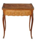 ϒ A French kingwood, marquetry inlaid, and gilt metal mounted card table, first half 20th century,