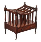 A George IV mahogany Canterbury, circa 1825, with swept top and single frieze drawer, 58cm high,