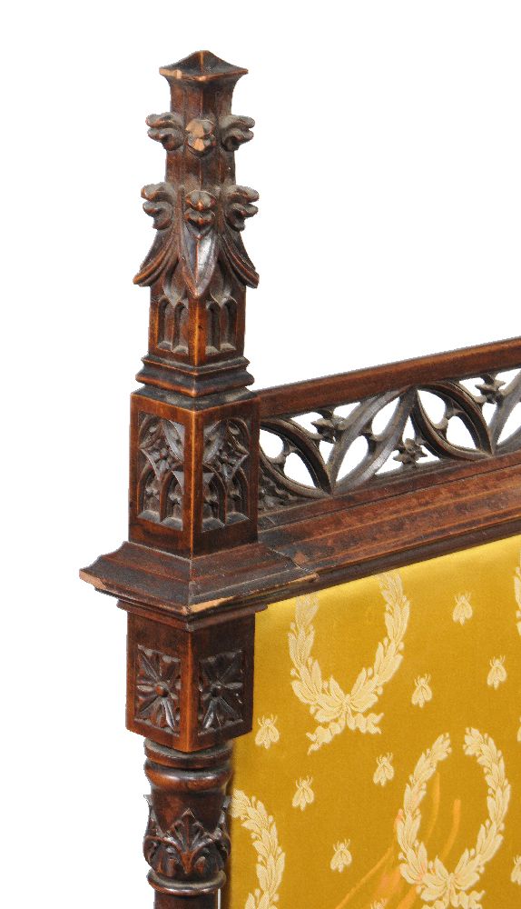 A Victorian Gothic Revival mahogany firescreen, circa 1860, 126cm high, 78cm wide - Image 2 of 2
