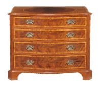 ϒ A mahogany and tulipwood banded serpentine chest of drawers, in George III style, 20th century,