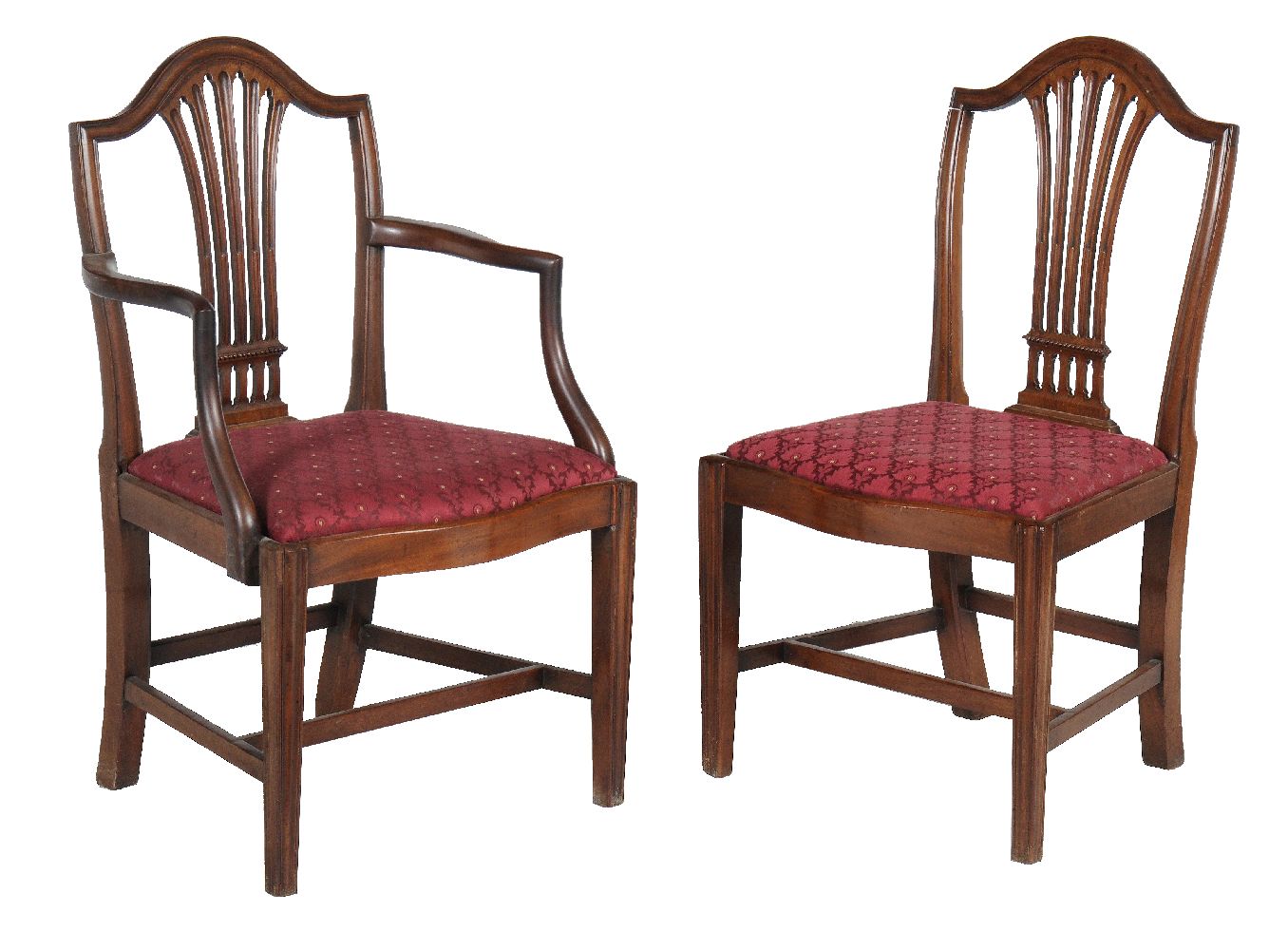 A set of eight mahogany dining chairs, early 20th century, after the manner of Hepplewhite, to - Image 2 of 2