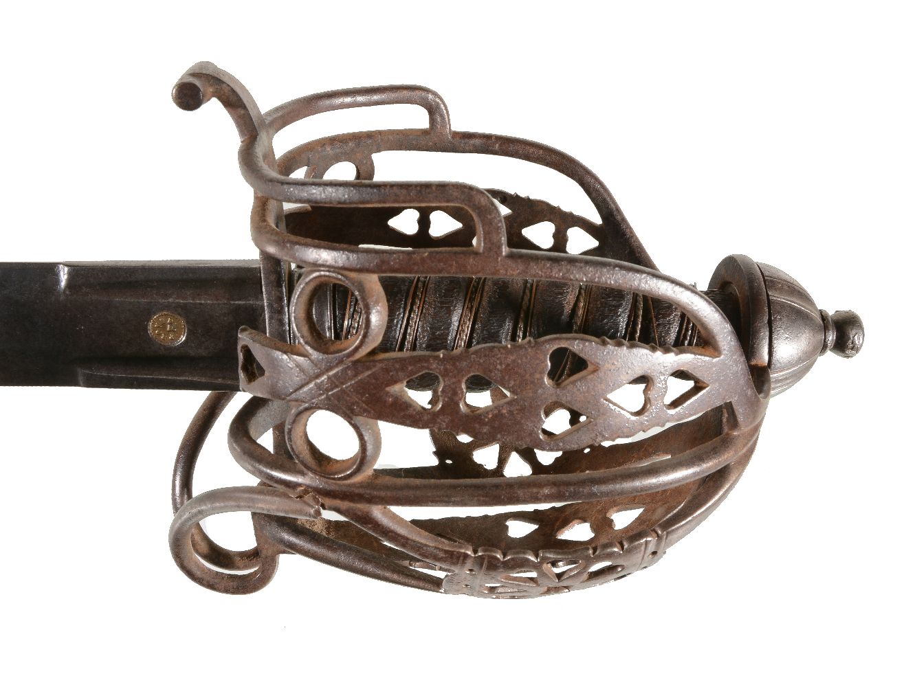 A Scottish basket-hilt broadsword, 19th century, with 32 inch 'proved' blade, 96cm long overall - Image 2 of 2