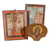 An icon depicting the Mother of God Bogoliubskaia, Russian School, 19th century, showing the