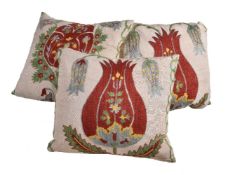 ϒ Three hand-embroidered Susani silk cushions by Robert Kime Ltd, modern, of square form